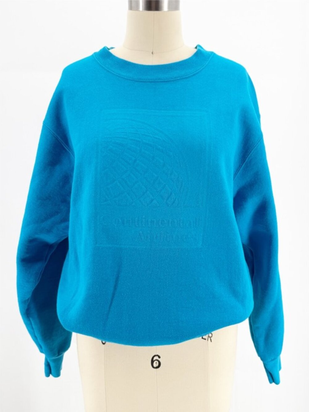 Vtg 80s Continental Airlines Blue Crewneck Sweatshirt Fruit of the Loom Size M - Picture 1 of 8